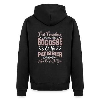 c'est compliqué d'être un Bogosse et un Pâtissier. - Veste à capuche bio Premium Unisexe - noir - Dos - Nico (187cm)