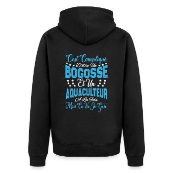 c'est compliqué être un Bogosse et un Aquaculteur. - Veste à capuche bio Premium Unisexe - noir - Dos - Nico (187cm)