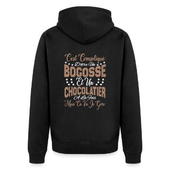 c'est compliqué être un Bogosse et un Chocolatier. - Veste à capuche bio Premium Unisexe - noir - Dos - Nico (187cm)