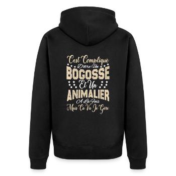 c'est compliqué d'être un Bogosse et un Animalier. - Veste à capuche bio Premium Unisexe - noir - Dos - Nico (187cm)