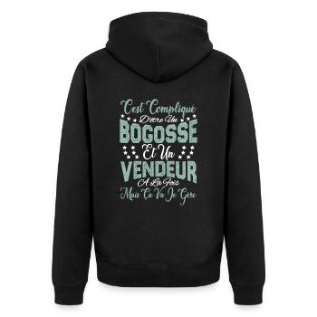 c'est compliqué d'être un Bogosse et un Vendeur. - Veste à capuche bio Premium Unisexe - noir - Dos - Nico (187cm)