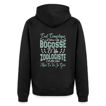 c'est compliqué d'être un Bogosse et un Zoologiste - Veste à capuche bio Premium Unisexe - noir - Dos - Nico (187cm)
