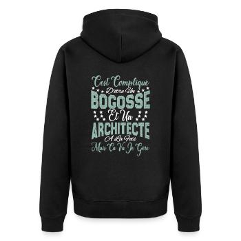 c'est compliqué d'être un Bogosse et un Architecte - Veste à capuche bio Premium Unisexe - noir - Dos - Nico (187cm)