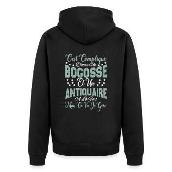 c'est compliqué d'être un Bogosse et un Antiquaire - Veste à capuche bio Premium Unisexe - noir - Dos - Nico (187cm)