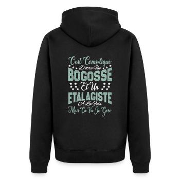 c'est compliqué d'être un Bogosse et un Etalagiste - Veste à capuche bio Premium Unisexe - noir - Dos - Nico (187cm)