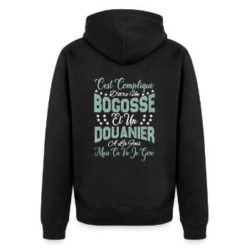 c'est compliqué d'être un Bogosse et un Douanier. - Veste à capuche bio Premium Unisexe - noir - Dos - Nico (187cm)