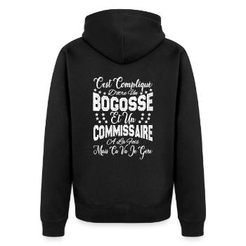 c'est compliqué être un Bogosse et un Commissaire. - Veste à capuche bio Premium Unisexe - noir - Dos - Nico (187cm)