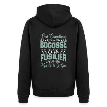 c'est compliqué d'être un Bogosse et un Fusilier. - Veste à capuche bio Premium Unisexe - noir - Dos - Nico (187cm)