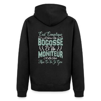 c'est compliqué d'être un Bogosse et un Moniteur. - Veste à capuche bio Premium Unisexe - noir - Dos - Nico (187cm)