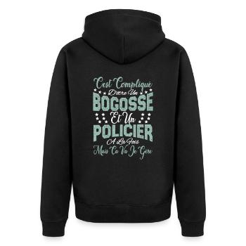 c'est compliqué d'être un Bogosse et un Policier. - Veste à capuche bio Premium Unisexe - noir - Dos - Nico (187cm)