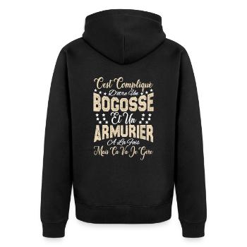 c'est compliqué d'être un Bogosse et un Armurier. - Veste à capuche bio Premium Unisexe - noir - Dos - Nico (187cm)
