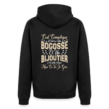 c'est compliqué d'être un Bogosse et un Bijoutier. - Veste à capuche bio Premium Unisexe - noir - Dos - Nico (187cm)