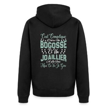 c'est compliqué d'être un Bogosse et un Joaillier. - Veste à capuche bio Premium Unisexe - noir - Dos - Nico (187cm)