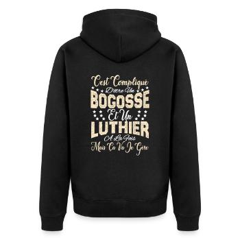 c'est compliqué d'être un Bogosse et un Luthier. - Veste à capuche bio Premium Unisexe - noir - Dos - Nico (187cm)