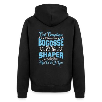 c'est compliqué d'être un Bogosse et un Shaper. - Veste à capuche bio Premium Unisexe - noir - Dos - Nico (187cm)