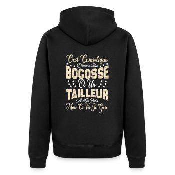 c'est compliqué d'être un Bogosse et un Tailleur. - Veste à capuche bio Premium Unisexe - noir - Dos - Nico (187cm)