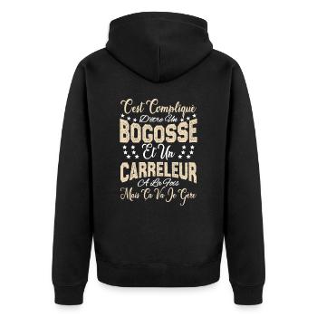 c'est compliqué d'être un Bogosse et un Carreleur. - Veste à capuche bio Premium Unisexe - noir - Dos - Nico (187cm)