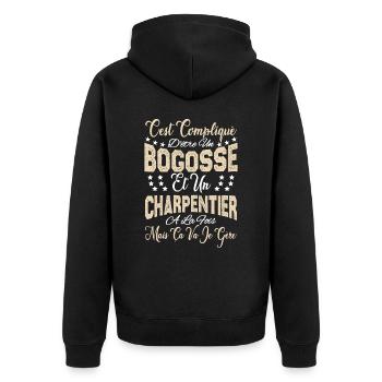 c'est compliqué être un Bogosse et un Charpentier. - Veste à capuche bio Premium Unisexe - noir - Dos - Nico (187cm)