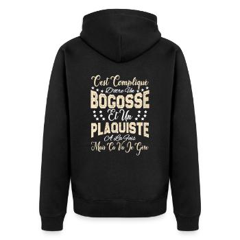 c'est compliqué d'être un Bogosse et un Plaquiste. - Veste à capuche bio Premium Unisexe - noir - Dos - Nico (187cm)