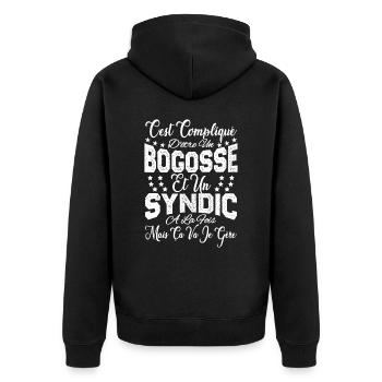 c'est compliqué d'être un Bogosse et un Syndic. - Veste à capuche bio Premium Unisexe - noir - Dos - Nico (187cm)