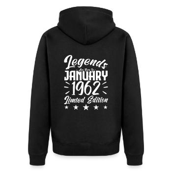 Naissance En Janvier 1962. Cadeau d'anniversaire. - Veste à capuche bio Premium Unisexe - noir - Dos - Nico (187cm)