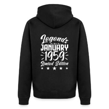 Geboren im Januar 1959. Geburtstagsgeschenk. - Unisex Premium Bio Zip Hoodie - Schwarz - Hinten - Nico (187cm)