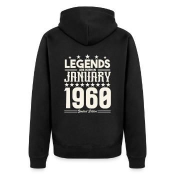 Cadeau Légende Janvier 1960. cadeau janvier 1960. - Veste à capuche bio Premium Unisexe - noir - Dos - Nico (187cm)