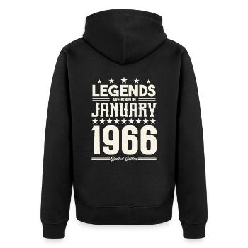 Cadeau Légende Janvier 1966. cadeau janvier 1966. - Veste à capuche bio Premium Unisexe - noir - Dos - Nico (187cm)