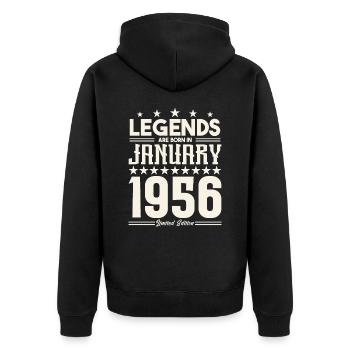 Geschenklegende Januar 1956. Geschenk Januar 1956. - Unisex Premium Bio Zip Hoodie - Schwarz - Hinten - Nico (187cm)