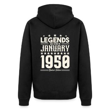 Cadeau Légende Janvier 1950. cadeau janvier 1950. - Veste à capuche bio Premium Unisexe - noir - Dos - Nico (187cm)