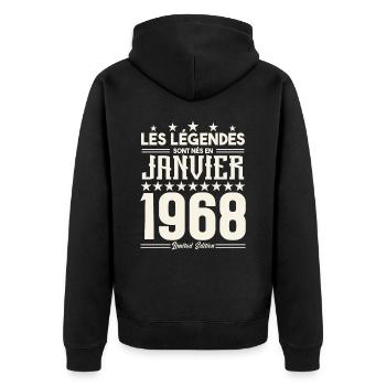 cadeau d'anniversaire janvier 1968. Janvier 1968. - Veste à capuche bio Premium Unisexe - noir - Dos - Nico (187cm)