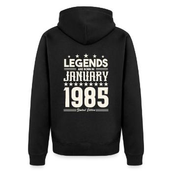 Gift legend January 1985. gift January 1985. - Unisex Premium Organic Zip Hoodie - black - Back - Nico (187cm)