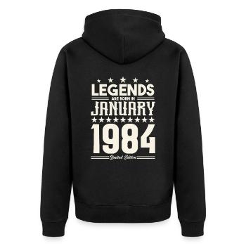 Cadeau Légende Janvier 1984. cadeau janvier 1984. - Veste à capuche bio Premium Unisexe - noir - Dos - Nico (187cm)