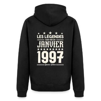 cadeau d'anniversaire janvier 1997. Janvier 1997. - Veste à capuche bio Premium Unisexe - noir - Dos - Nico (187cm)