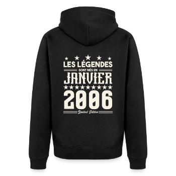 cadeau d'anniversaire janvier 2006. Janvier 2006. - Veste à capuche bio Premium Unisexe - noir - Dos - Nico (187cm)