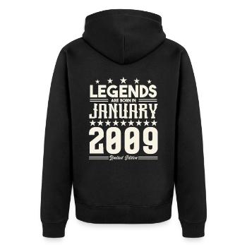 Gift Legend January 2009. Gift January 2009. - Unisex Premium Organic Zip Hoodie - black - Back - Nico (187cm)