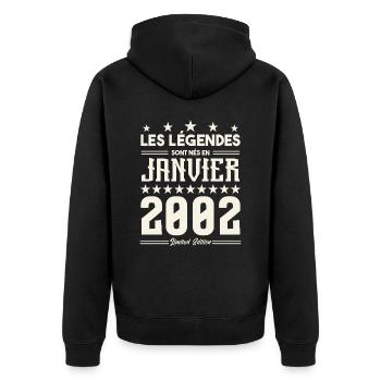 cadeau d'anniversaire janvier 2002. Janvier 2002. - Veste à capuche bio Premium Unisexe - noir - Dos - Nico (187cm)