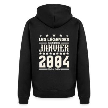 cadeau d'anniversaire janvier 2004. Janvier 2004. - Veste à capuche bio Premium Unisexe - noir - Dos - Nico (187cm)