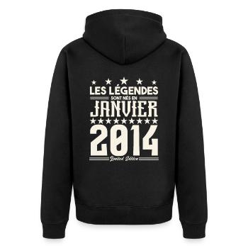 cadeau d'anniversaire janvier 2014. Janvier 2014. - Veste à capuche bio Premium Unisexe - noir - Dos - Nico (187cm)