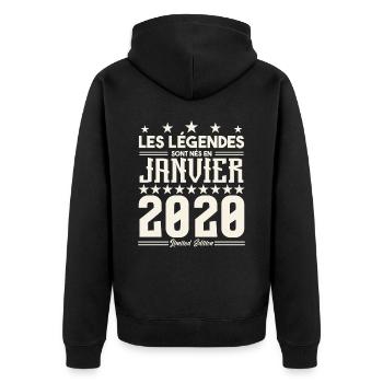 cadeau d'anniversaire janvier 2020. Janvier 2020. - Veste à capuche bio Premium Unisexe - noir - Dos - Nico (187cm)