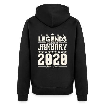 Cadeau Légende Janvier 2020. cadeau janvier 2020. - Veste à capuche bio Premium Unisexe - noir - Dos - Nico (187cm)