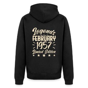 Naissance En Février 1957. Cadeau d'anniversaire. - Veste à capuche bio Premium Unisexe - noir - Dos - Nico (187cm)