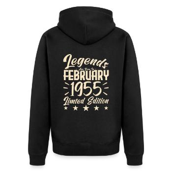 Naissance En Février 1955. Cadeau d'anniversaire. - Veste à capuche bio Premium Unisexe - noir - Dos - Nico (187cm)