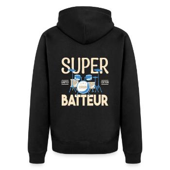 Super Batteur. Cadeau batteur. bassiste. Musicien. - Veste à capuche bio Premium Unisexe - noir - Dos - Nico (187cm)