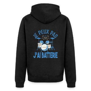 Je peux pas j'ai batterie. Cadeau batteur Musicien - Veste à capuche bio Premium Unisexe - noir - Dos - Nico (187cm)