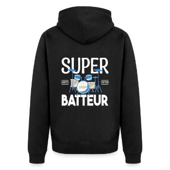Super Batteur. Cadeau batteur. bassiste. Musicien. - Veste à capuche bio Premium Unisexe - noir - Dos - Nico (187cm)