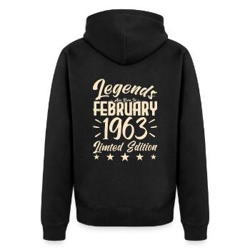 Naissance En Février 1963. Cadeau d'anniversaire. - Veste à capuche bio Premium Unisexe - noir - Dos - Nico (187cm)