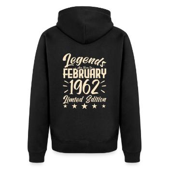 Naissance En Février 1962. Cadeau d'anniversaire. - Veste à capuche bio Premium Unisexe - noir - Dos - Nico (187cm)