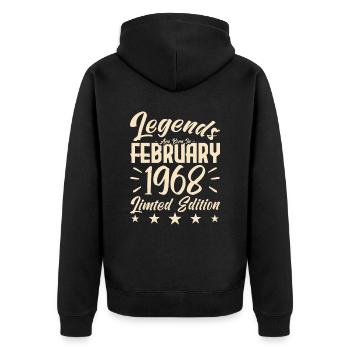 Geboren 1968. Geburtstagsgeschenk. - Unisex Premium Bio Zip Hoodie - Schwarz - Hinten - Nico (187cm)