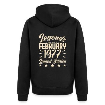 Naissance En Février 1977. Cadeau d'anniversaire. - Veste à capuche bio Premium Unisexe - noir - Dos - Nico (187cm)
